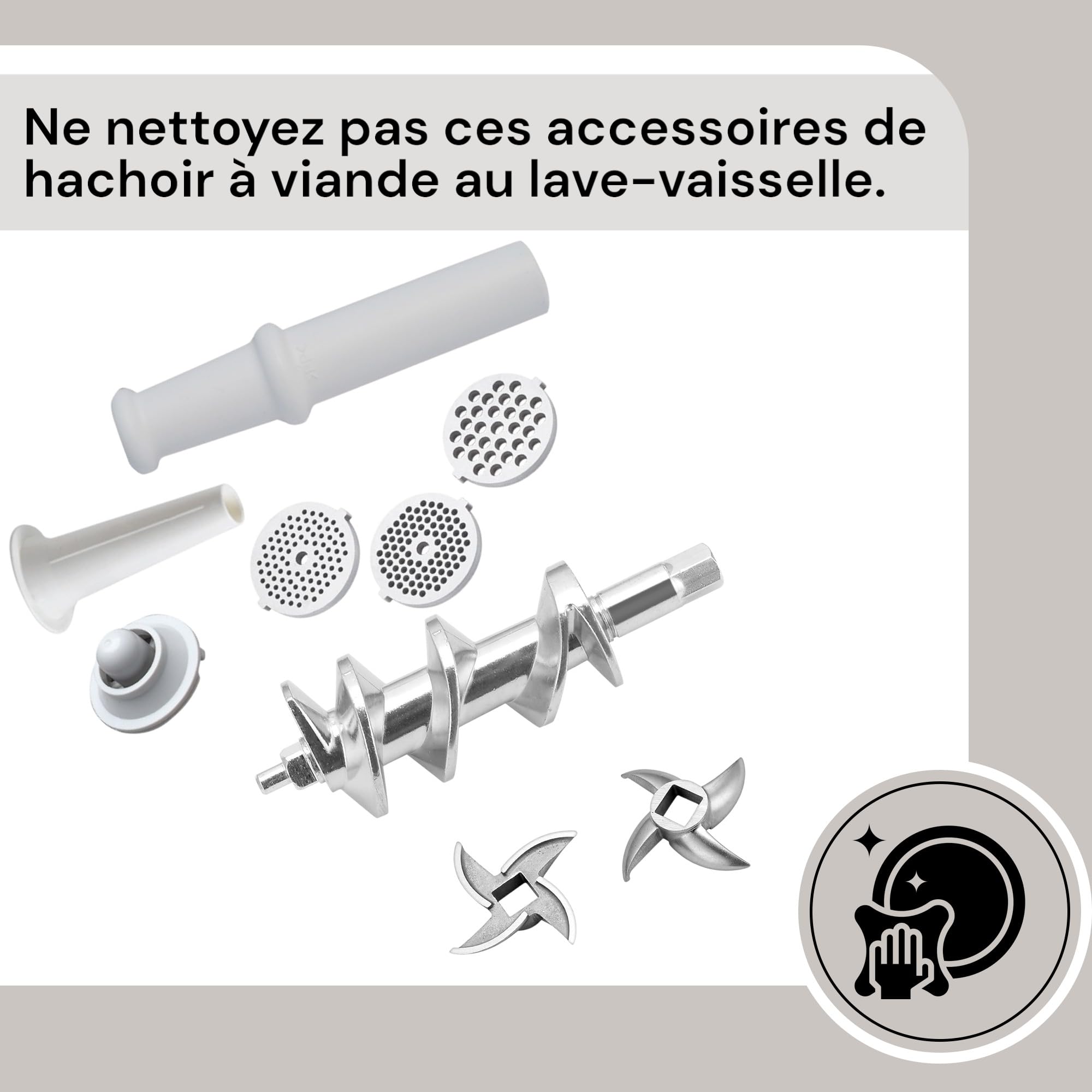 Royal Swiss - Picadora de carne eléctrica (2000 W, acero inoxidable, función inversa, compacta y potente, accesorios incluidos, picadora multifunción para carne, salchicha, salsa y relleno para el