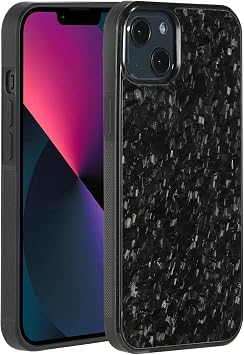 Grip Series iPhone 13用 ケース 本物の鍛造カーボンファイバー製 磁気マウント用メタルプレート内蔵 Qi認証充電器に対応 光沢ブラック/フォージド