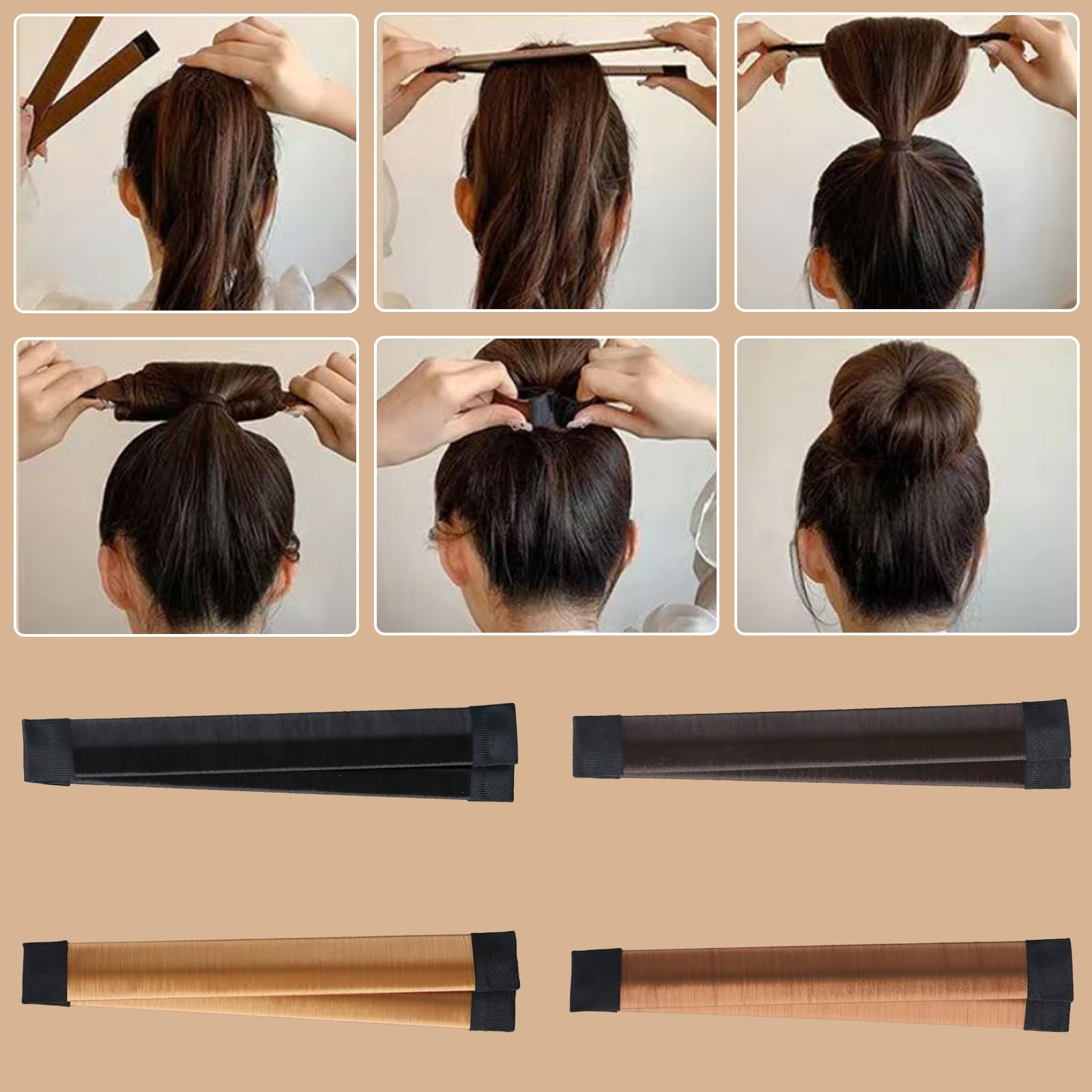 8 Pezzi Chignon Facile per Capelli,Chignon per Ciambella,Capelli Ciambelle Chignon Magic Bun Maker, French Twist Accessori per Ragazza Donne(Nero,Castano scuro,Castano chiaro,Castano ramato)