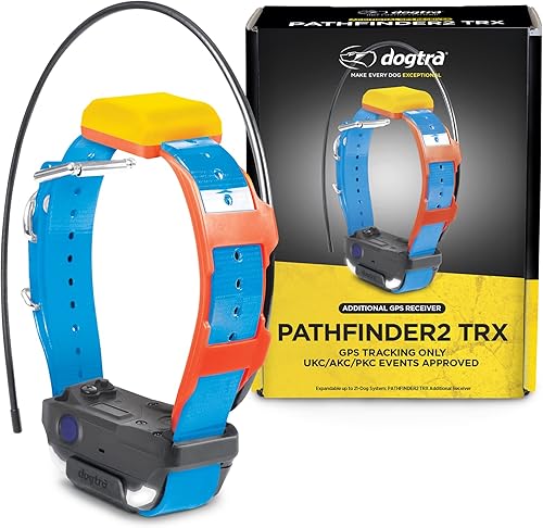 Dogtra Pathfinder 2 TRX - Receptor adicional para perro, rastreador GPS LED de cuello azul claro, compatible con reloj inteligente, recargable,