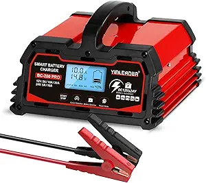 Battery Charger 20A, 12V/24V Lead Acid Smart Battery Charger, 12V LiFePO4 Car Battery Trickle Charger, Automatic Battery Maintainer for Car Motorcycle Lawn Mower Marine Boat Lead Acid Batteries