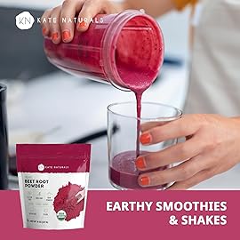 Kate Naturals Organic Beet Root Powder for Smoothies, Baking & Juice. Raw Beetroot Superfood & Natural Red Food Coloring (8oz, Non-GMO, Earthy Flavor)