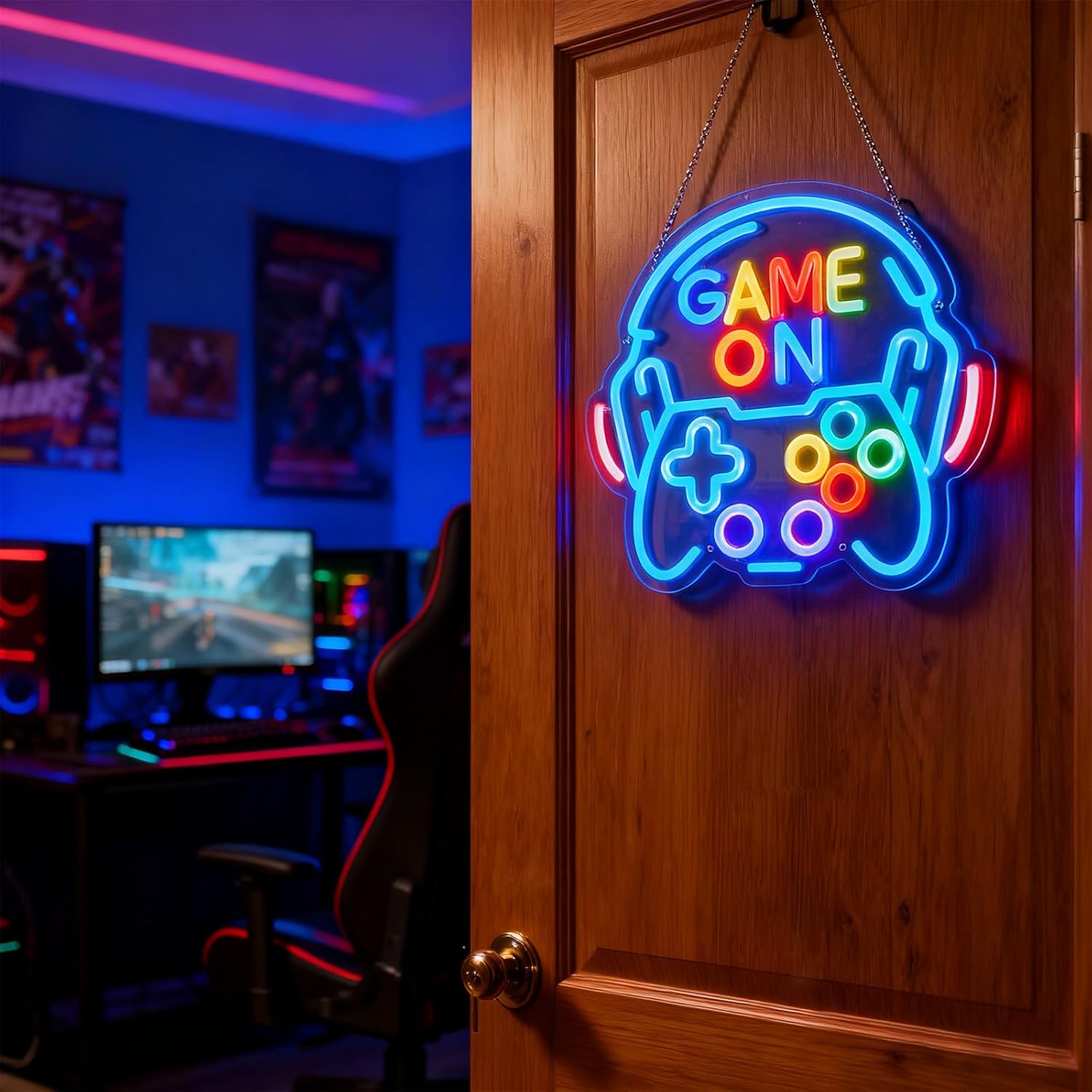 Dimmable Gamer Neon Sign, Game Controller Shaped LED Neon Sign for Gaming Room Decor, 15"x13" USB Powered Adjustable Brightness Gamepad LED Sign for Boys Room, Cool Gamer Gift for Teens and Kids - Image 8