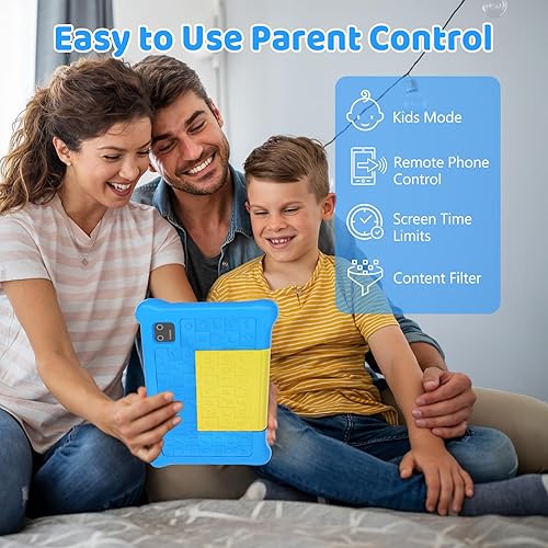 Miniatura 3 de Tablet infantil de 7 pulgadas para niños Android 12 con funda, WiFi, Bluetooth, modo de control parental, cámara dual, protección ocular, tableta de