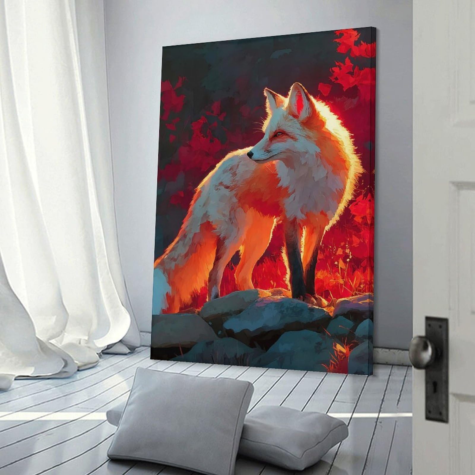 Junmoney Fox in Golden Hour Light Wall Picture Print 12x18inch(30x45cm), for Home Walls, Creative Rooms Or Shared Spaces, Stylish Home Artwork for Focal Walls