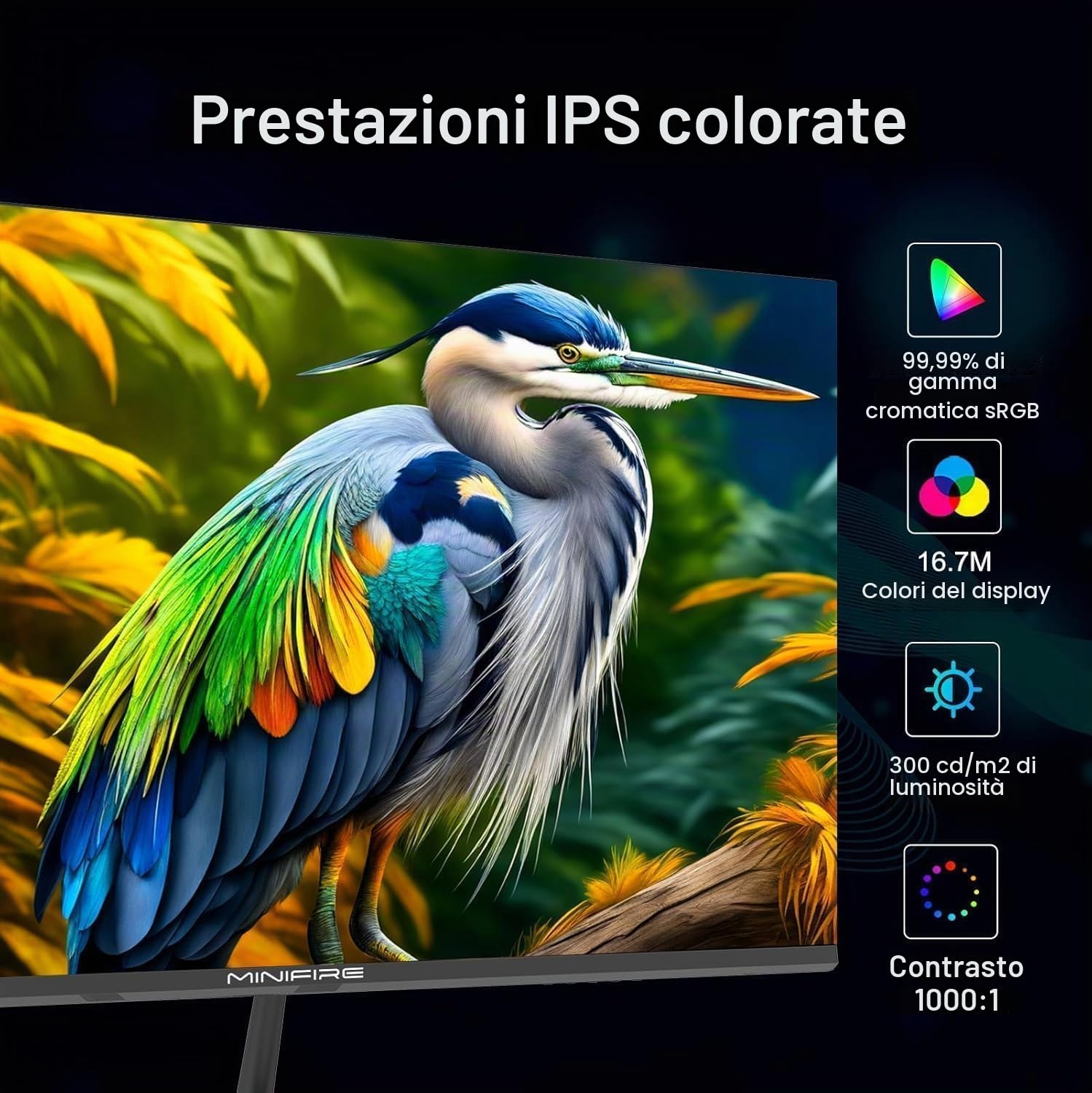 Minifire Monitor 27 pollici, 100 Hz, USB-C,FreeSync, pannello IPS, schermo PC Full HD, 1080p con porte HDMI (MF27X3AL)