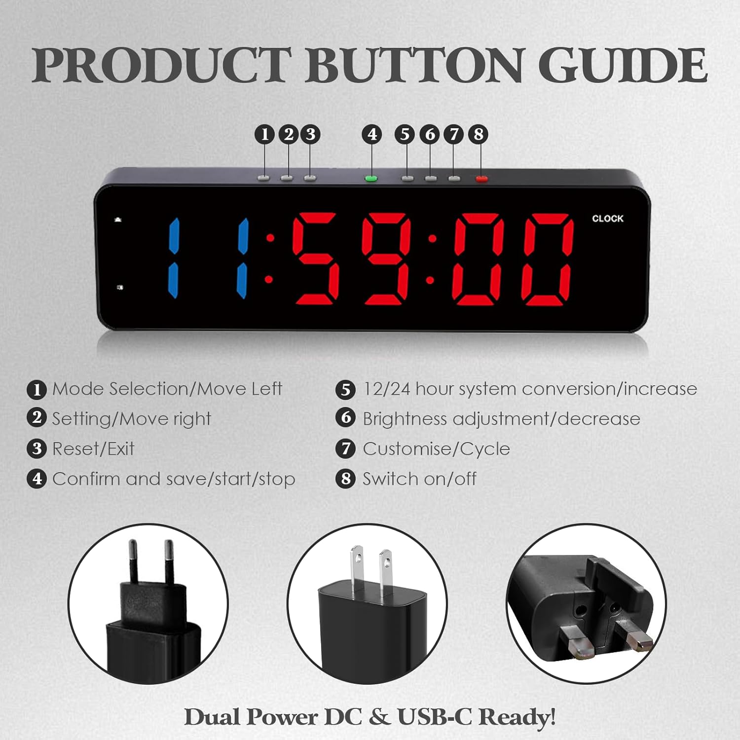 Gym Timer 15'.7' Large Wall Clocks for Home Gym, Interval Workout Countdown Clock Remote Control for Boxing Fitness Home Gym Sport Accessories