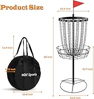 Vista 5 de Cesta de golf de disco, resistente de 24 cadenas, objetivo portátil con 6 discos de golf de disco y bolsa de tránsito