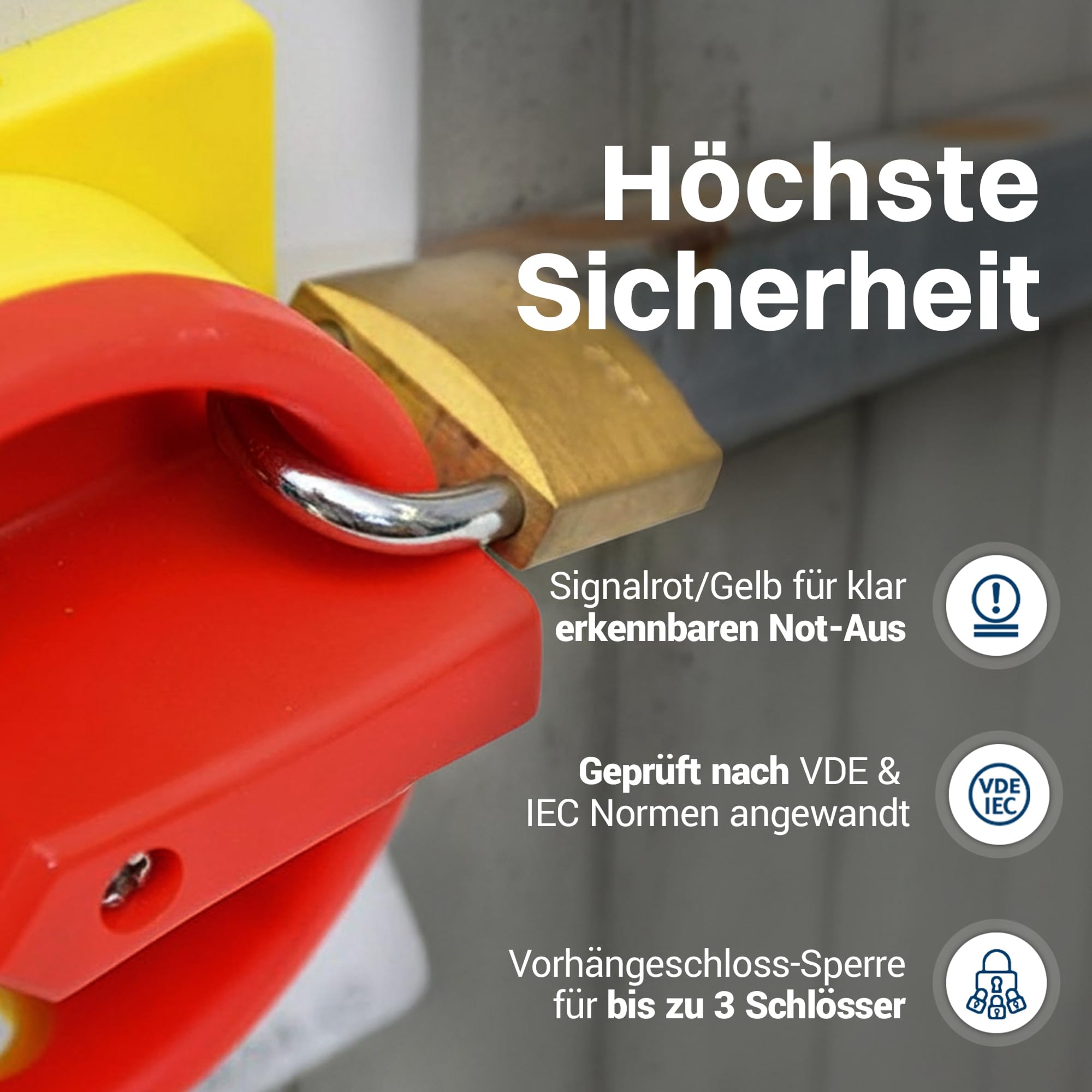 Intratec Hauptschalter Einbau, 80 A, 4-polig, Schwarz – Drehschalter zum Fronteinbau in Verteiler- und Schaltschränken 88 x 88 x 135 mm