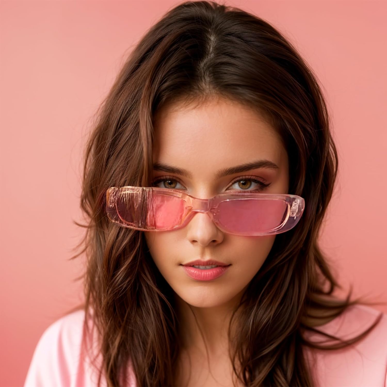 Exquisite Collection of 8 Unique Colored Retro Rectangle Sunglasses for Women – Perfect for Beach ,Driving and Casual Outfits, Orange - Image 7