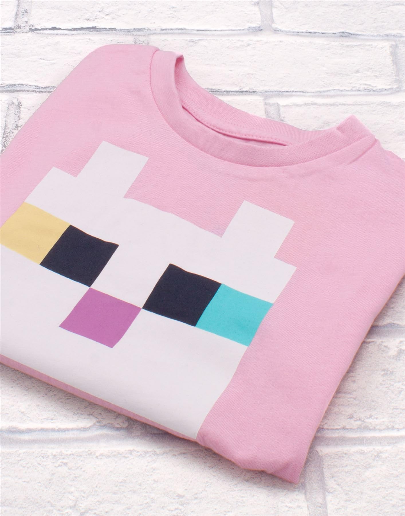 Minecraft Koszulka dla dziewczynek | Kids Kitty Front Character Tie Pink Gamer Tee | Odzież dziecięca Gry Produkty Prezenty