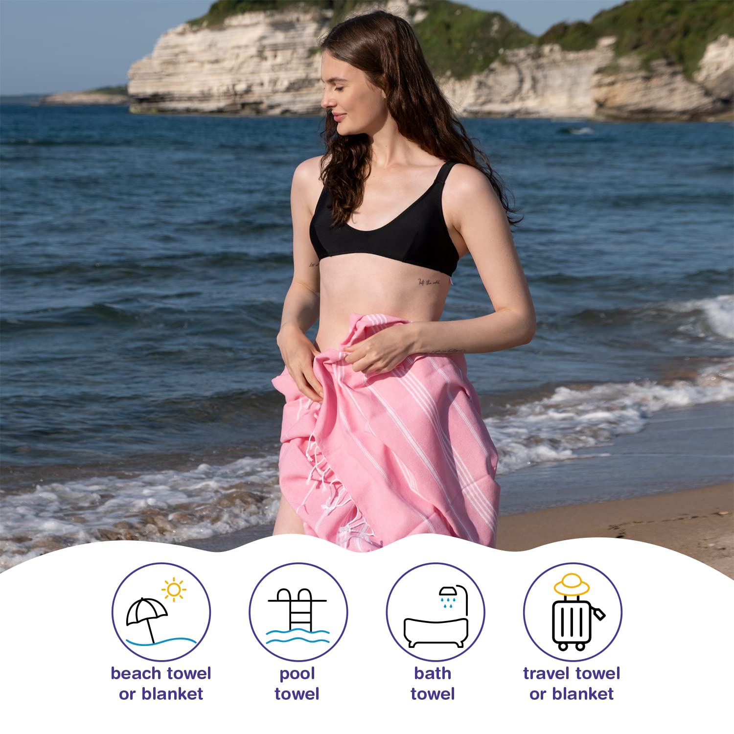 Antfuny Turkish Beach Towel - Extra Large Quick Dry, Sand Free, Lightweight Blanket For Pool, Beach, Yoga - Dark Gray - View #11