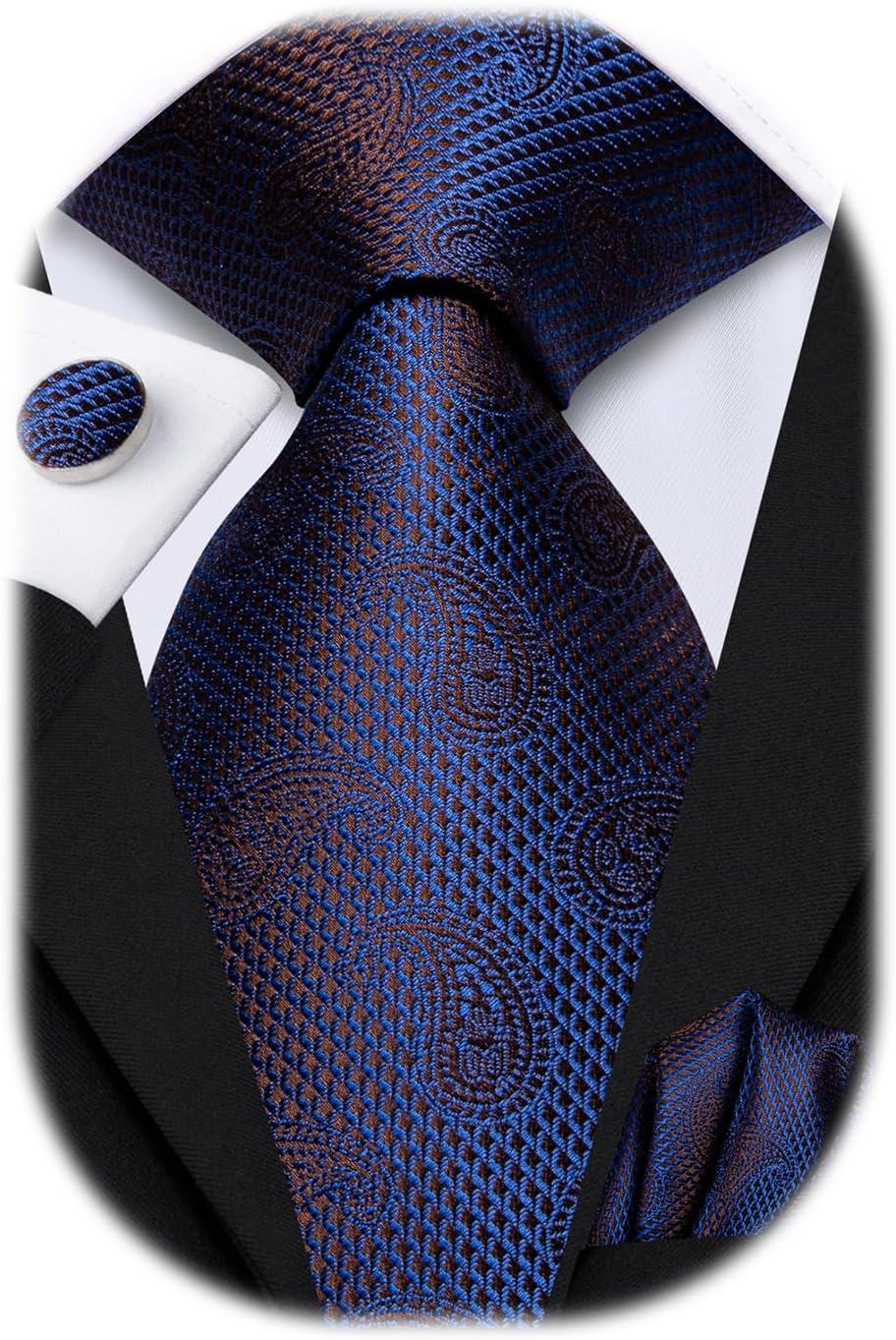 Hi-Tie Paisley Floral Ties Set for Men Silk Mens Stripes Necktie Pocket Square Cufflinks Set Formal Business