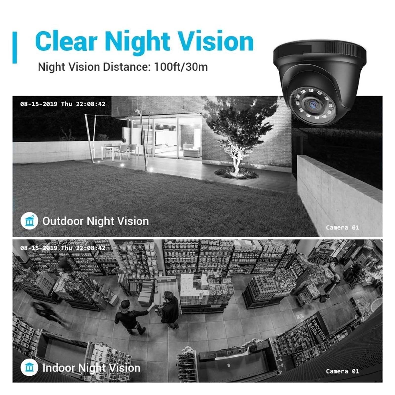 Kit Video Surveillance, Système de vidéosurveillance 8CH H.265 + 5MP DVR, 4 pièces, caméras dôme de sécurité à Vision Nocturne IR 2.0MP, Kit de vidéosurveillance 1080P(None,Blanc)