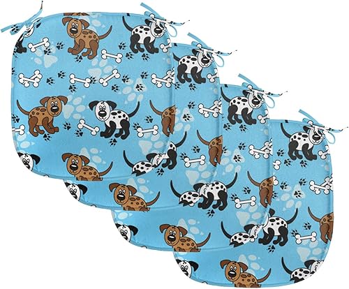 Miniatura 9 de Lunarable Swirly - Cojín de asiento para silla, diseño de líneas retro rizadas, funky en espiral, vida marina náutica, antideslizante, para cocina y