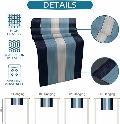 Miniatura 173 de Camino de mesa de algodón y lino estilo granja rústico retro, textura de madera de granero, color degradado marrón y gris, antideslizante,