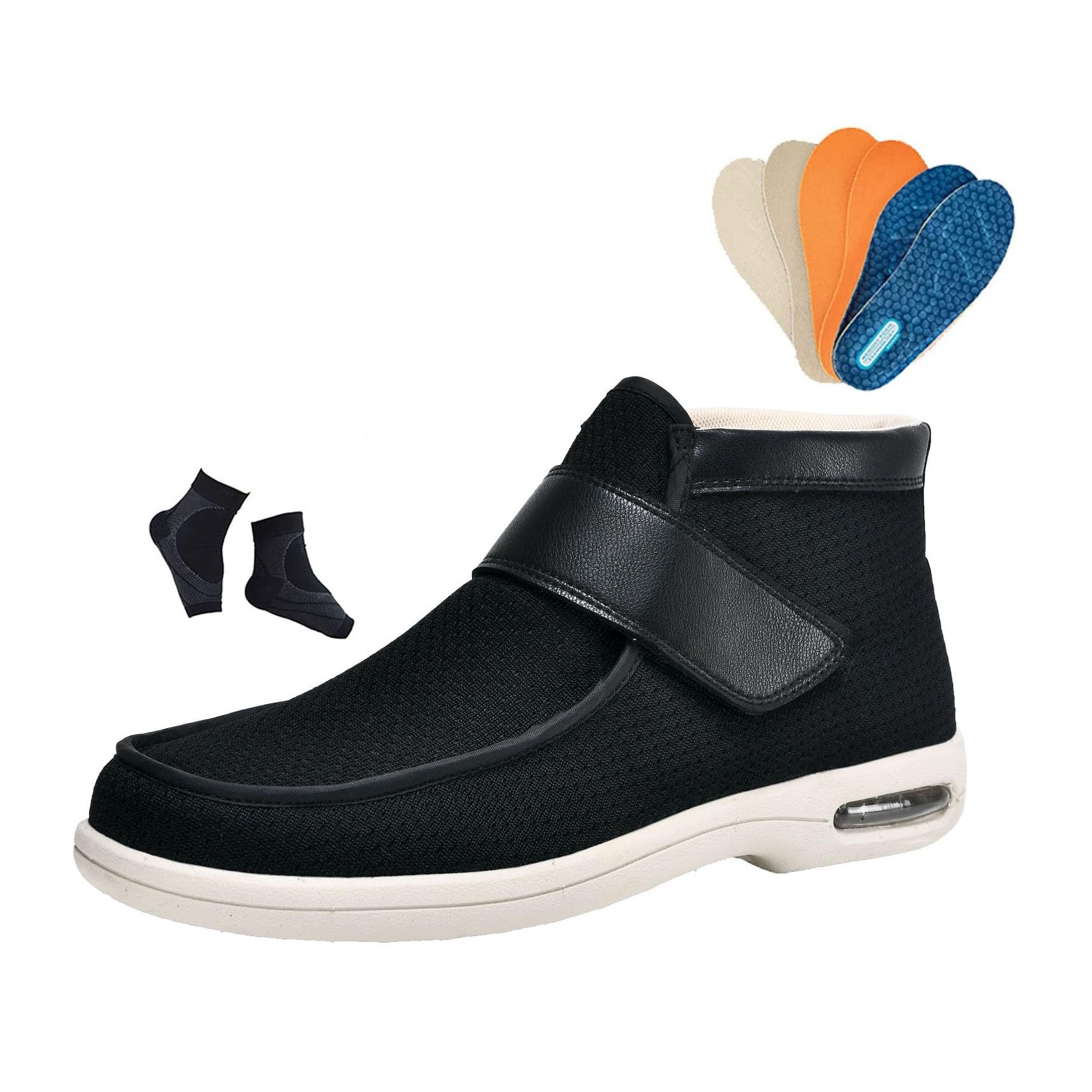 Buty Na Zapalenie Powięzi Podeszwowej Dla Mężczyzn, Męskie Regulowane Szerokie Ortopedyczne Buty Z Wysoką Cholewką Na Obrzęk Cukrzycowy, Dla Oddychające