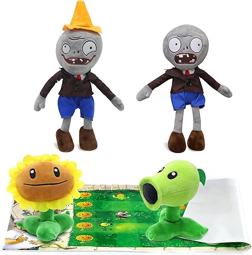 Maikerry Juego de 5 piezas de juguetes de peluche de plantas PVZ, figura suave, gran regalo de cumpleaños para niños y niñas