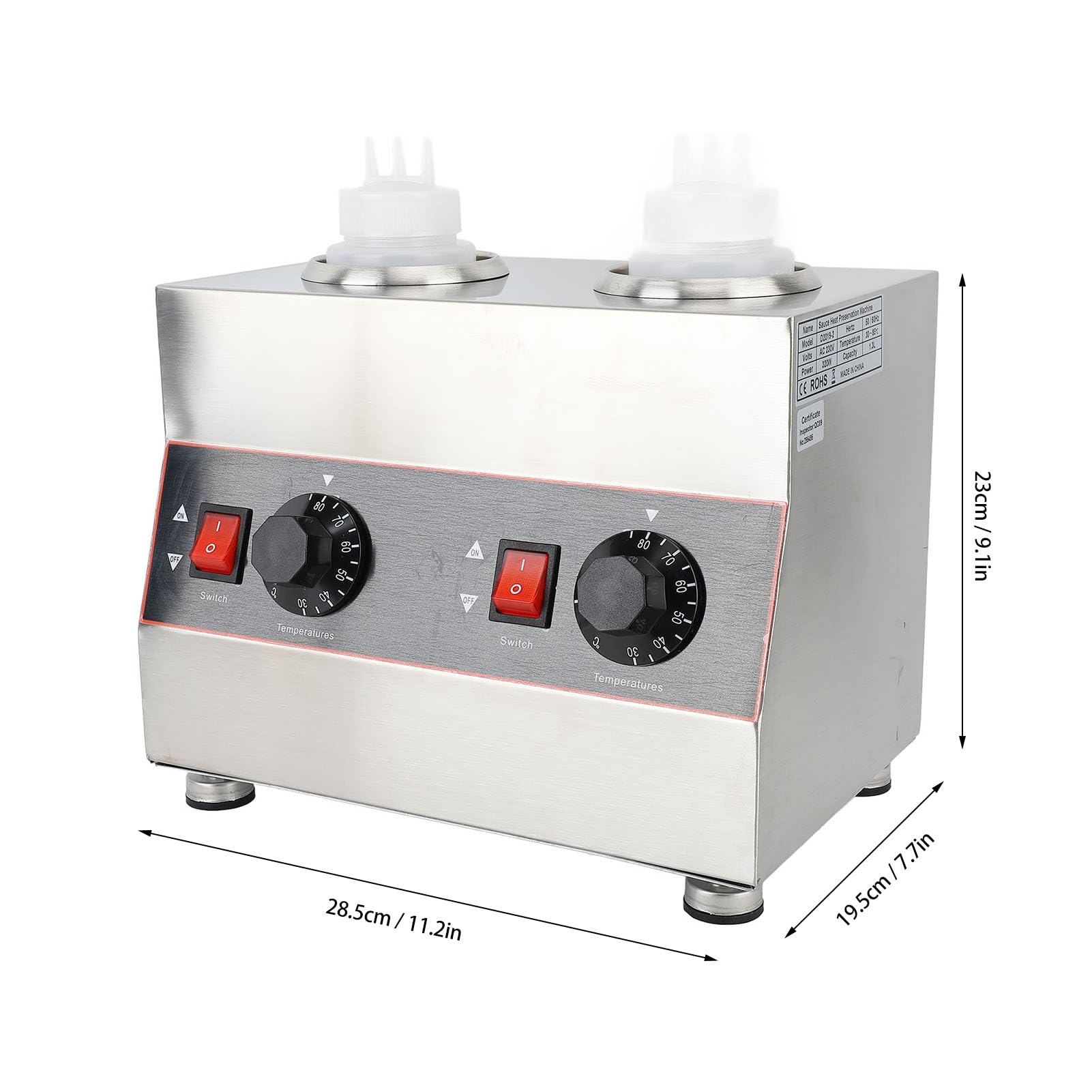 SEAFRONT Calentador de Azúcar Caliente 30‑85 ° C Temperatura de de Queso Nacho Ajustable Calentador para Camiones de Comida para Curry (EU Enchufe 220V)