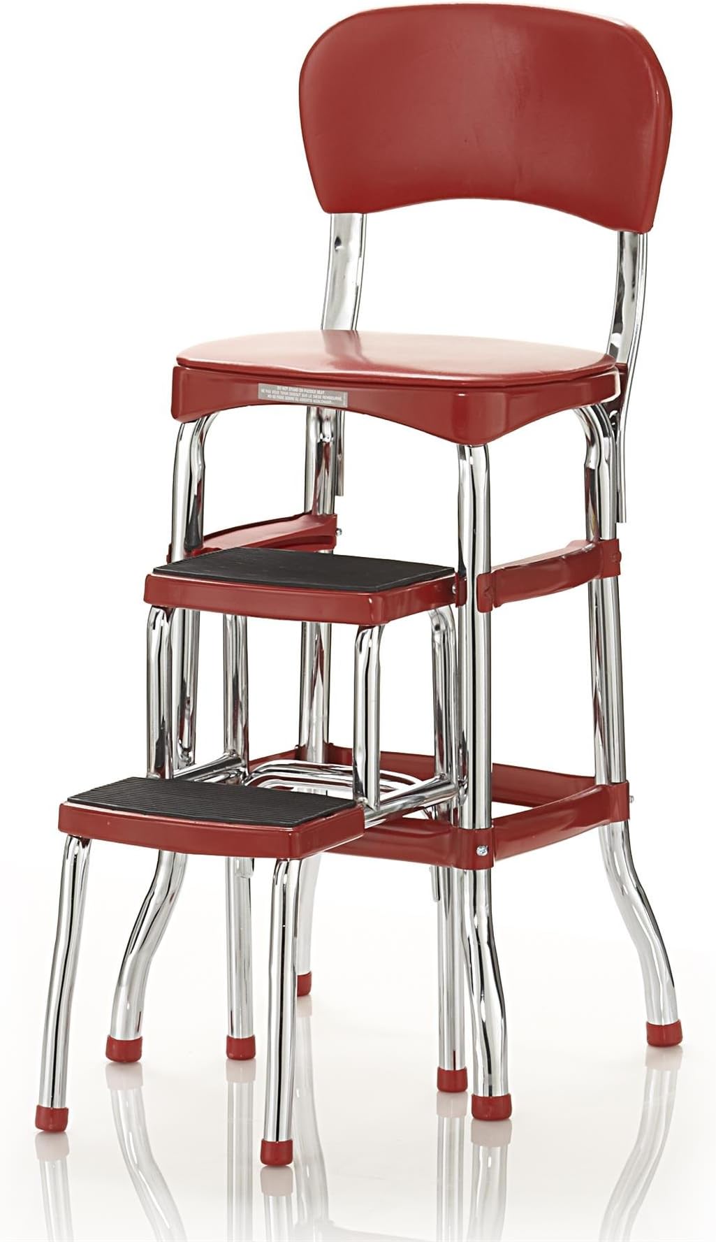 CoscoProducts Retro Counter Chair/Step Stool, steel, Red, Sliding