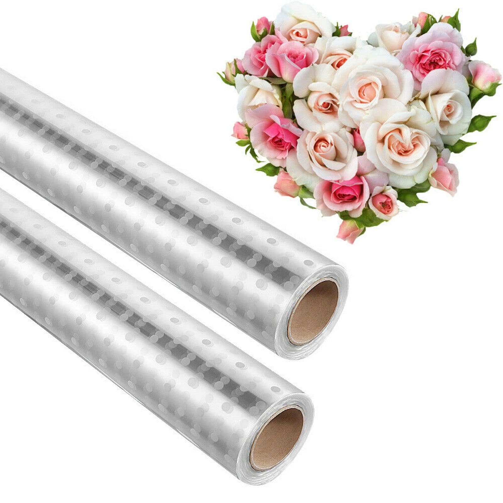 LN COZY CORNER Cellophane Wrap 80cm*100m Gift Wrapping Paper for Hampers White Dot Clear Cellophane Roll for Home Party Flowers Crafts Baskets (1)