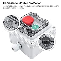 Vista 6 de IP67 Caja Impermeable para Exteriores 2 Botones Pulsadores (Letra) Botón de Parada de Emergencia Botón Pulsador Momentáneo con Cubierta Protectora