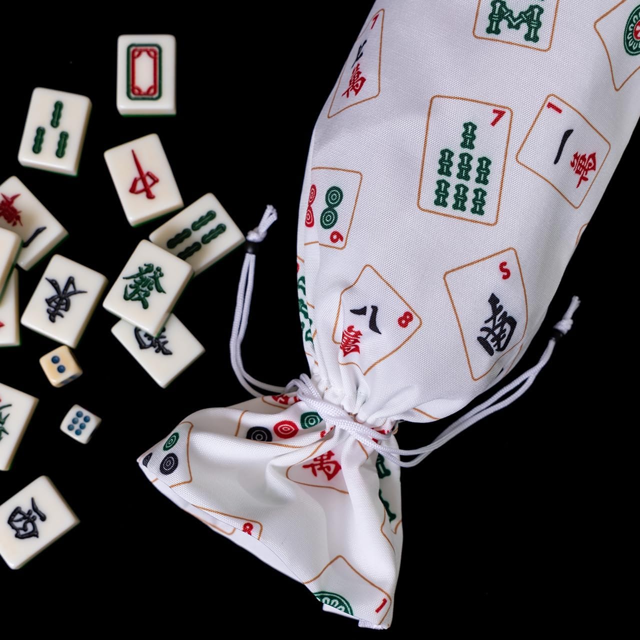 Mahjong Tile Bag,2 Pcs Mahjong Bags for Tiles and Racks, Printed Tile Bag,26 Inch with Drawstring and Shoulder Strap