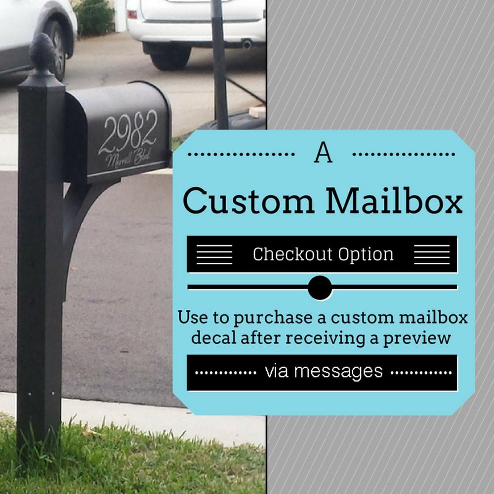 Wall Decor Plus More Custom Personalized Mailbox Glossy Vinyl Decal with Name & Address, Set of 2 Stickers, Purchase Option, After Preview Approval