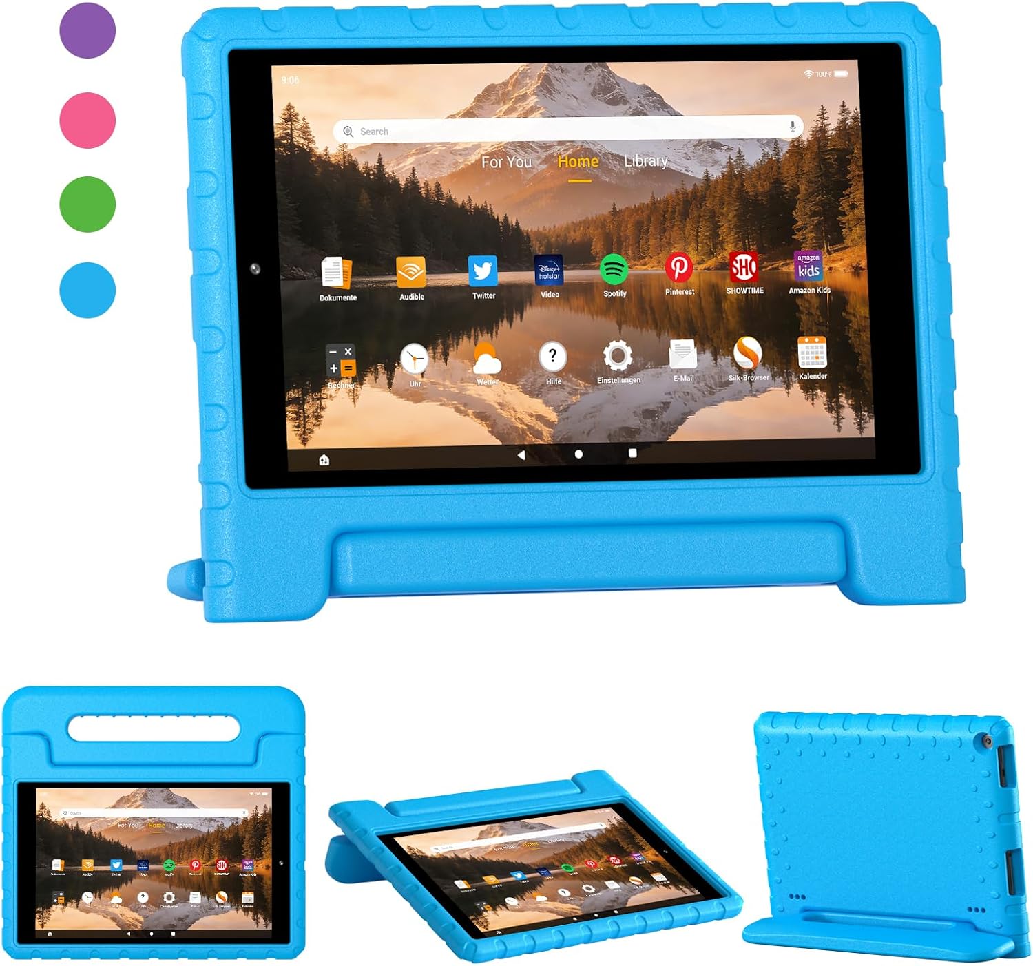 Kids Case for Fire HD 10 2019/2017/2015 Releases, HD 10 5th/7th/9th Gen Cover Shockproof Kid-Proof Flexible Durable Foam Cover with Handle Stand for Fire HD 10 2015/2017/2019 Releases (Blue)