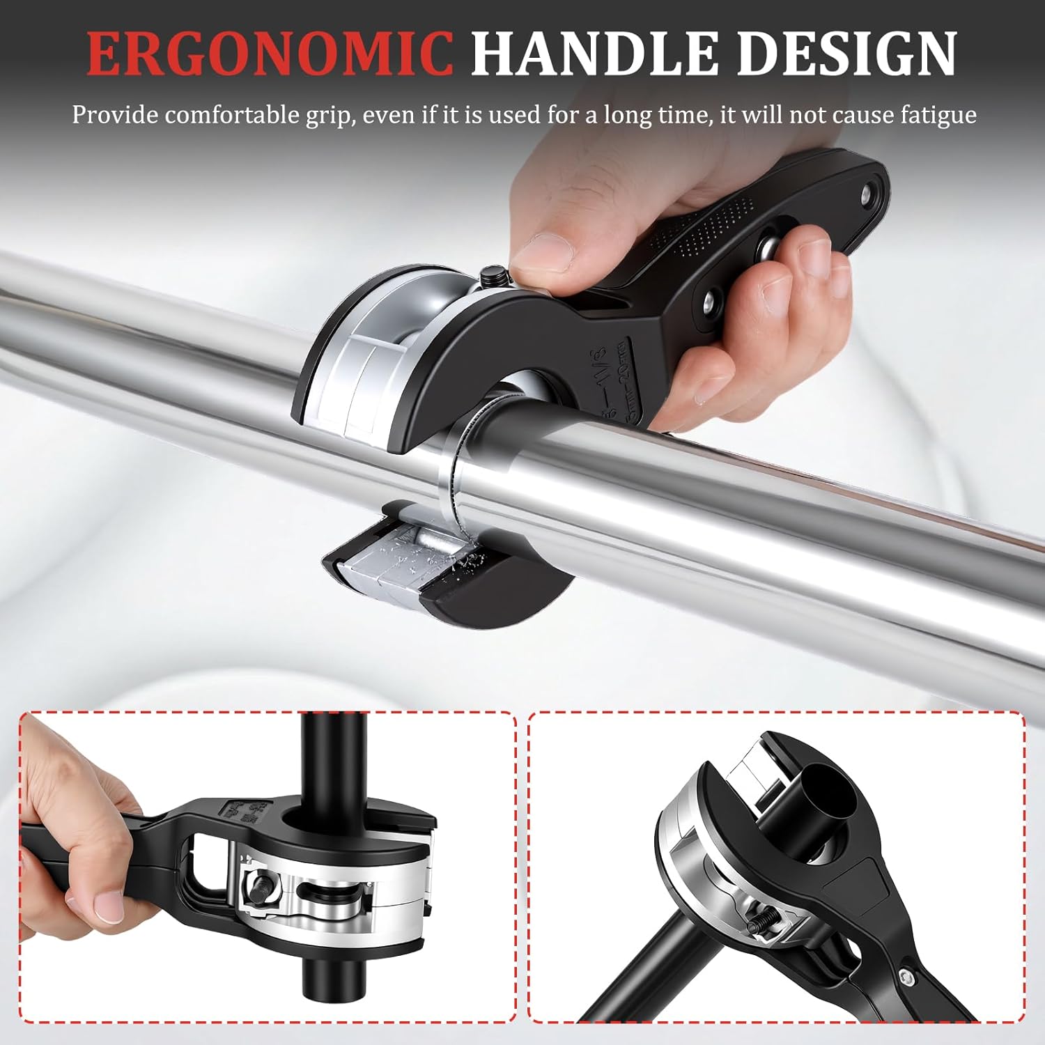 Ratcheting Tubing Cutter - 5/16" to 1-1/8" Adjustable Copper Pipe Cutter, Close Quarters Tube Compact Cutter with 3 Replacement Blades for Cutting Copper, PVC and Soft Metal Pipes