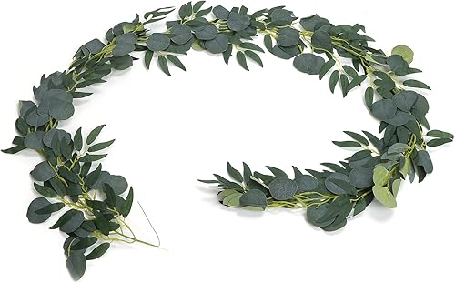 Miniatura 6 de GLOGLOW Guirnalda de flores artificiales, enredaderas de plantas para colgar en la pared, decoración de vegetación de ratán para el hogar, jardín,