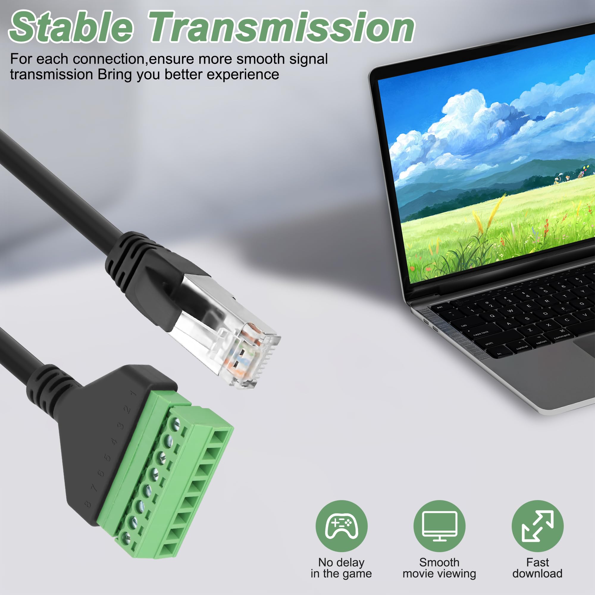 Adattatore Rj45 A Morsettiera PENGLIN 2 Pezzi RJ45 Maschio A 8 Pin Morsettiera Adattatore Per Cat7 Cat6 Cat5 Ethernet Extender CCTV Digital Internet, Connettore RJ45 A 8 Pin Ethernet Adattatore CCTV
