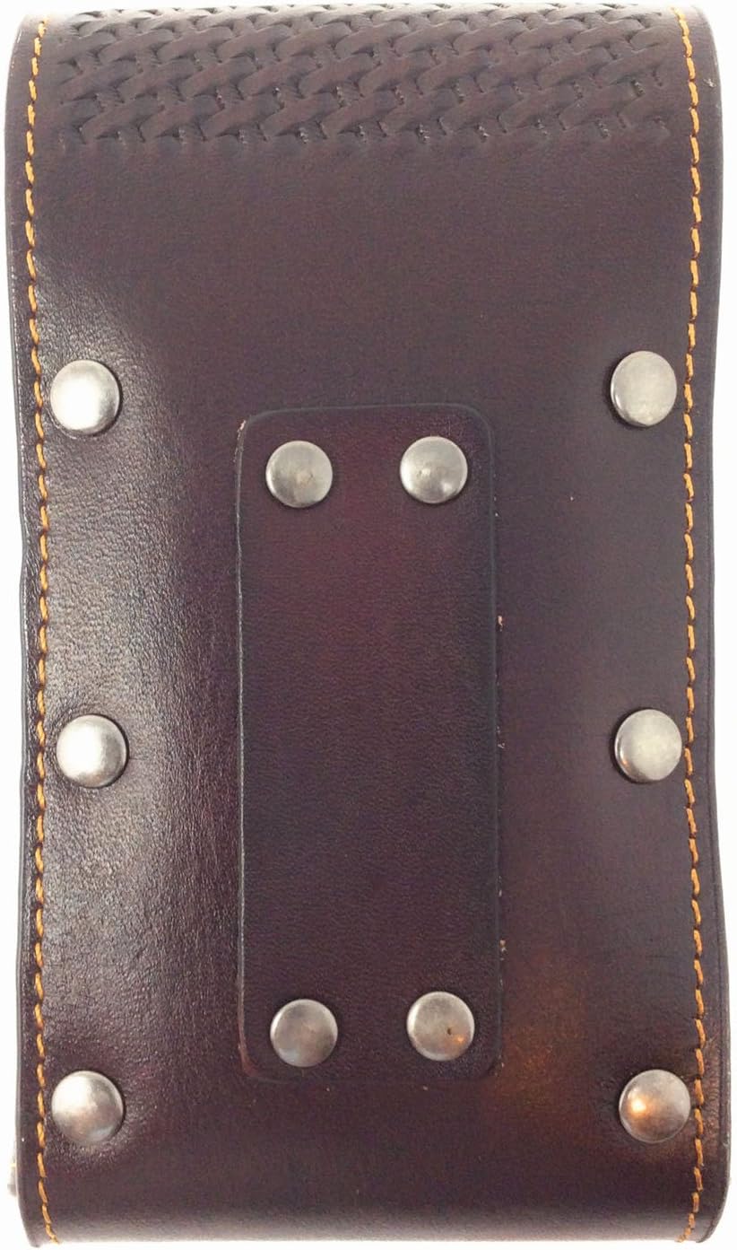 Texas West Western Cowboy Tooled Basketweave Leather Praying Cowboy Concho Belt Loop Cellphone Holster Case in 2 Colors (Coffee)