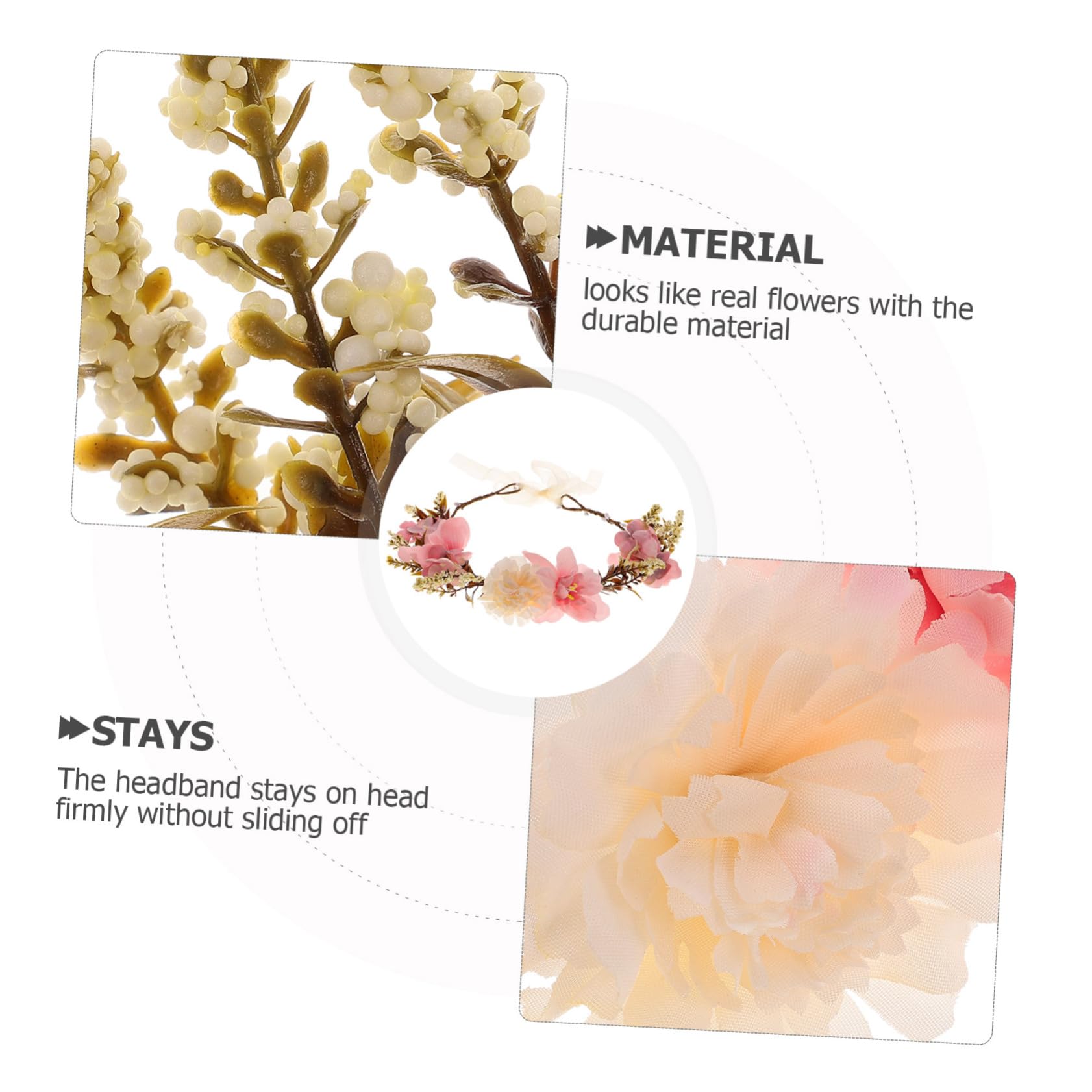 Serrage-tête Fleur pour Femme en Tissu pour Mariage et Plage