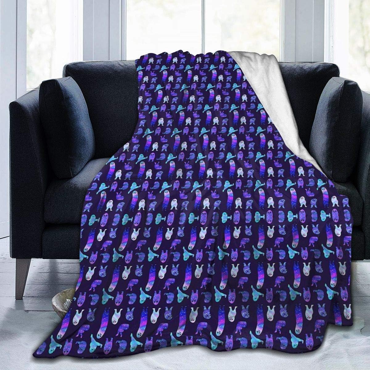 Yuanmeiju Space Eggdog Flannel Blanket Throw Super Soft Plush Luxury