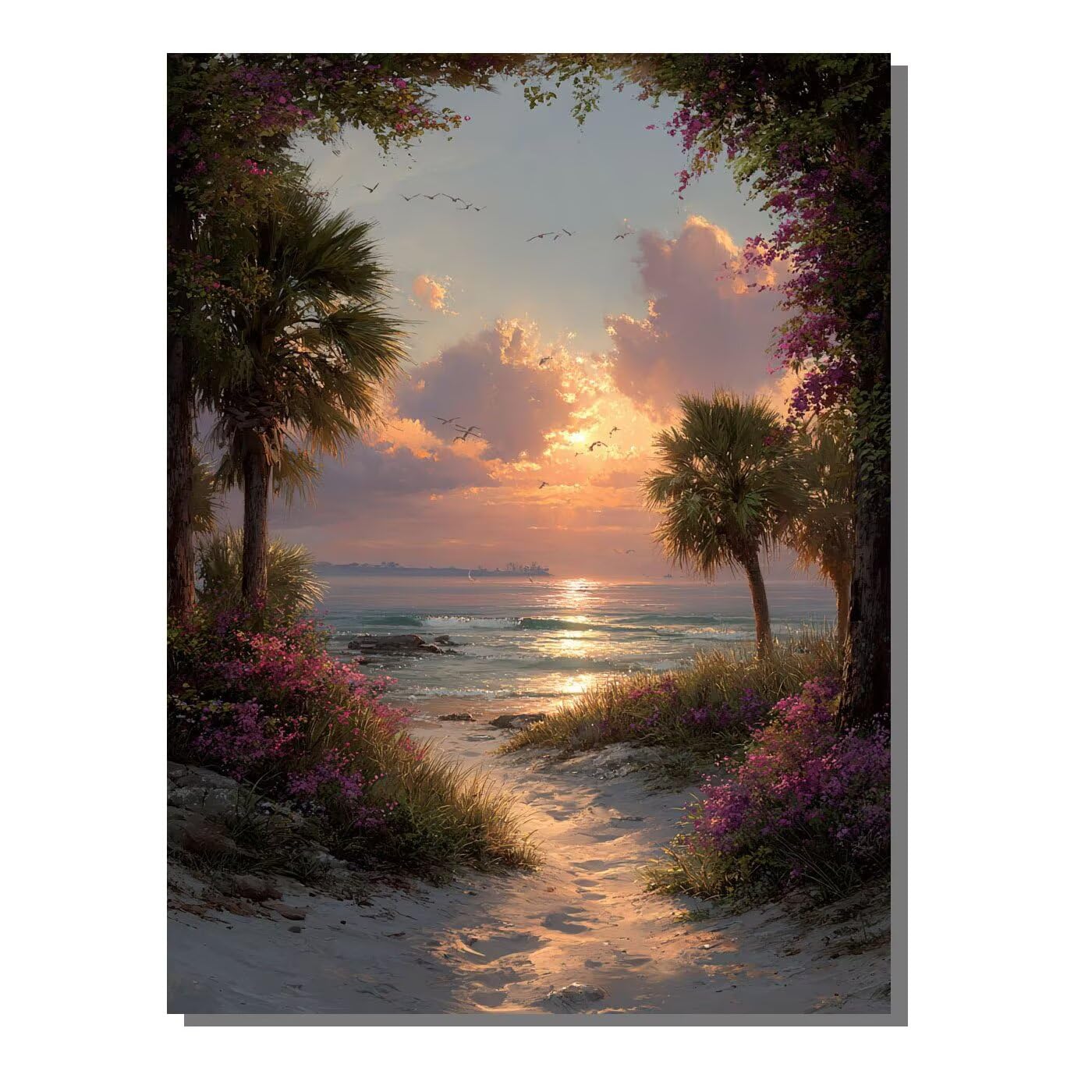 Landschaft Sonnenuntergang Malen Nach Zahlen Erwachsene, Paint by Numbers Adult Anfänger Kreativ Set Heimwerk Malen Nach Zahlen Kinder Pinsel und 36 Acrylfarbe Als, Deko Wohnzimmer 60 x 80 cm BJHWK157