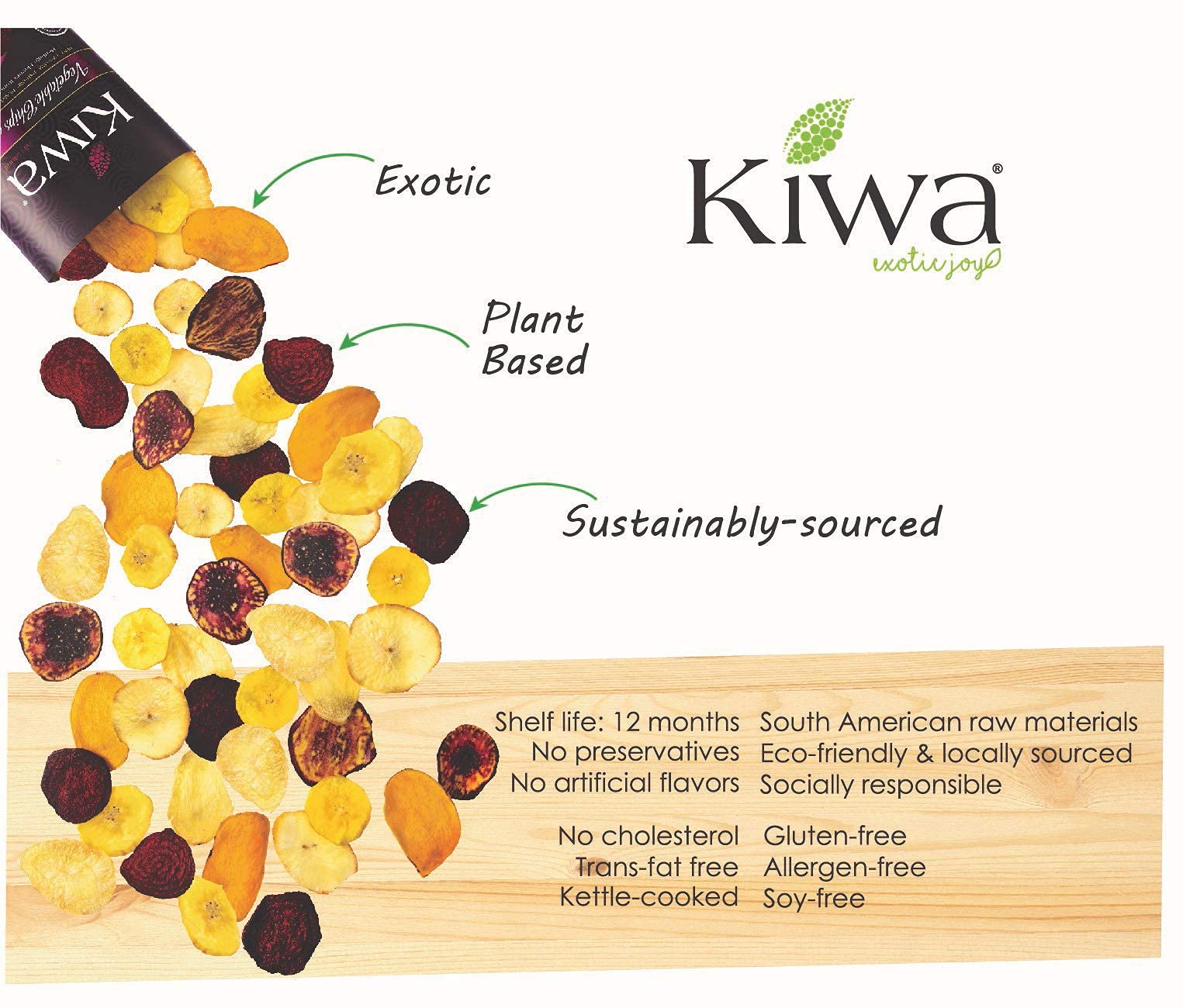 Kiwa Veggie Chips Vegetable Chip Mix of Cassava, Plantain, Beet