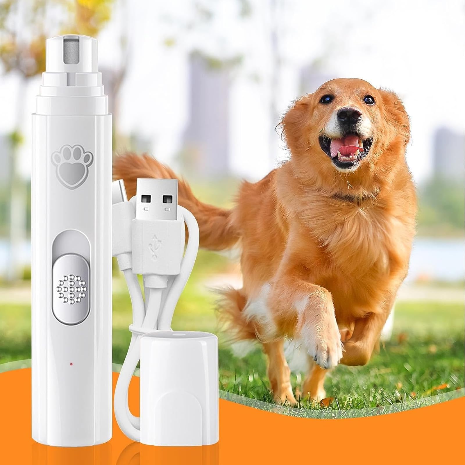 Electric Pet Nail File,Rechargeable Nail Clipper with LED Light - Pet Nail File Silent Noise,45 dB Pet Nail Grinder USB Rechargeable 3 Ports Nail File for Large Medium Small Dog — view 6