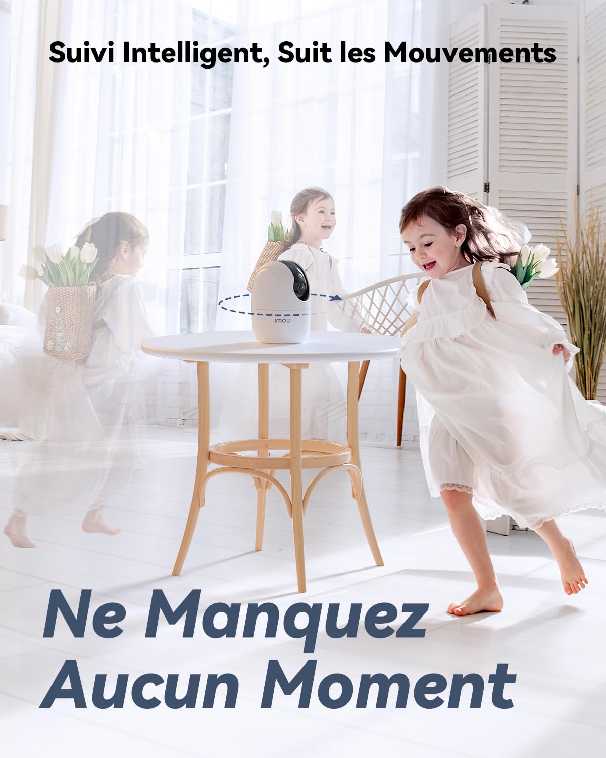 Imou 2K 3MP Caméra Surveillance WiFi Intérieur 360° Wi-Fi 6 Double-Bande Vision Nocturne Couleur Détection Personnes Animaux Suivi Intelligent Compatible Alexa