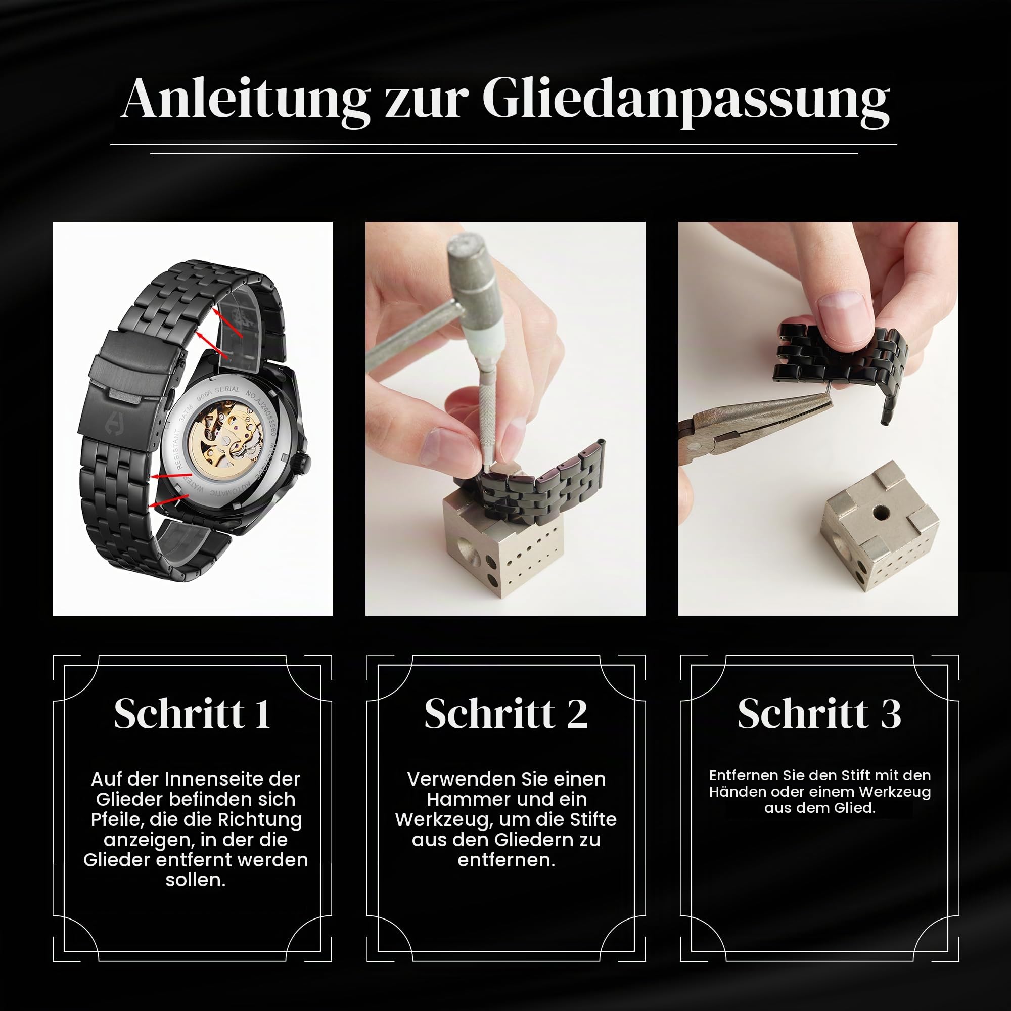 Anthony James Limited Edition Skelet automatisch stalen en Witte herenhorloge - Met de Hand geassembleerd