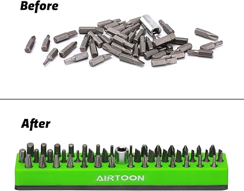 Miniatura 4 de AIRTOON 2 soportes magnéticos para puntas hexagonales de 14 pulgadas, almacenamiento de 43 agujeros con base magnética fuerte, organizador de puntas