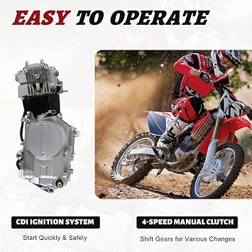 125cc Engine 4-Stroke Engine 125cc 4-Speed Dirt Bike Engine Kit with PZ16J Carburettor & CDI Ignition System Upgrade 4-Stroke Engine Engine for CRF50 CRF70 XR70 Z50 XR50 - EU Stock