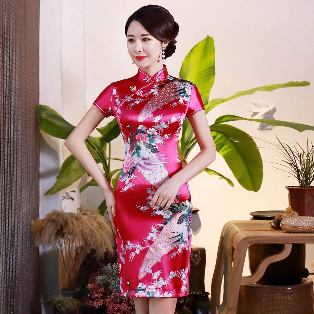 White Flowers Ladies Satin Cheongsam Summer New Slim Rayon Wedding Dress Elegant Split Cheongsam Tradition