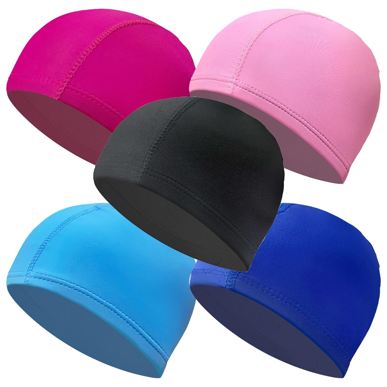 5 Pieces Lightweight Fabric Swimming Cap,Unisex Comfortable Fit,Durable Elastic Material Swimming Hat Lightweight Caps for Women Men Teenager