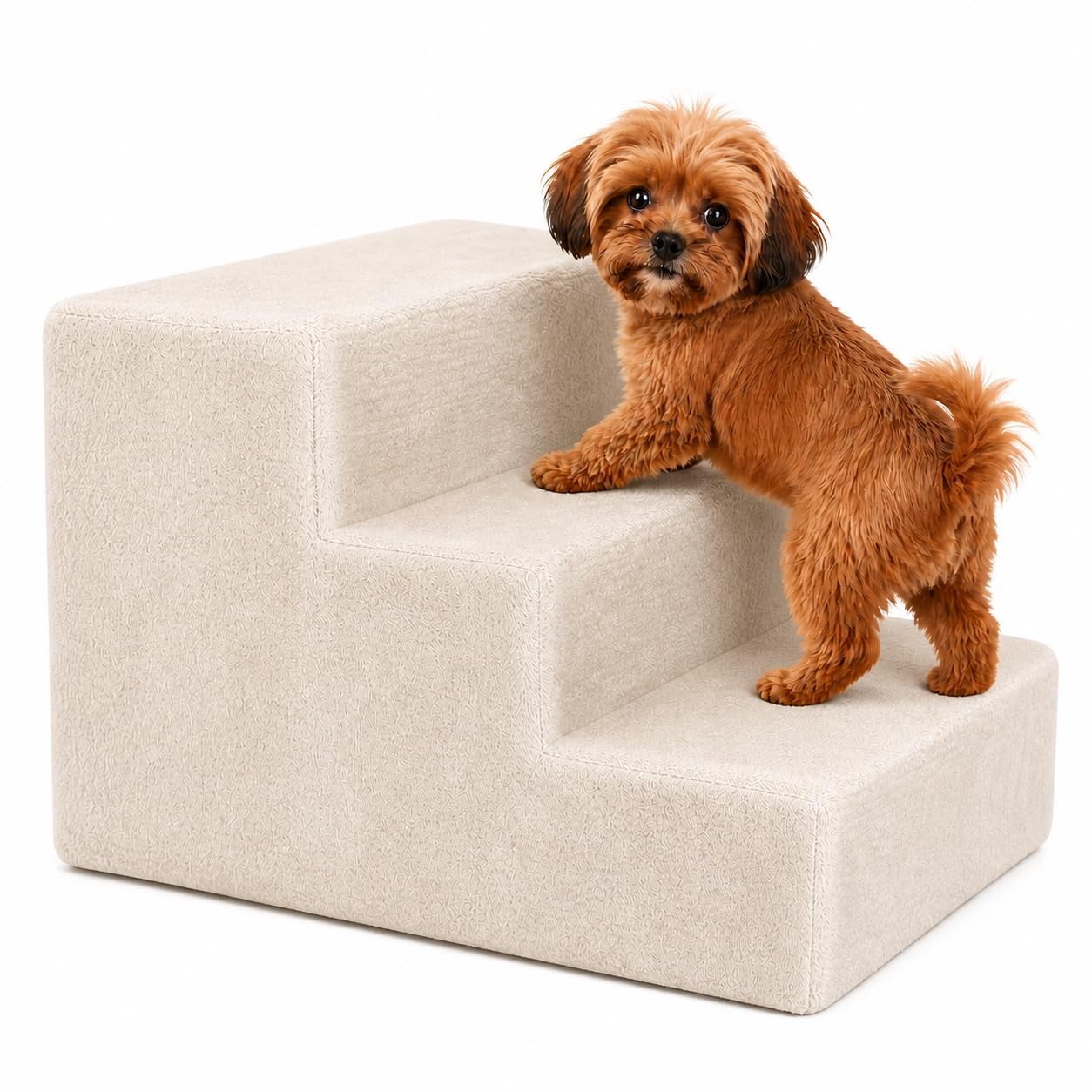 lionto Escalera para mascotas, Escalera para gatos, Escalera para perros, 46 x 36 x 34 cm, Beige
