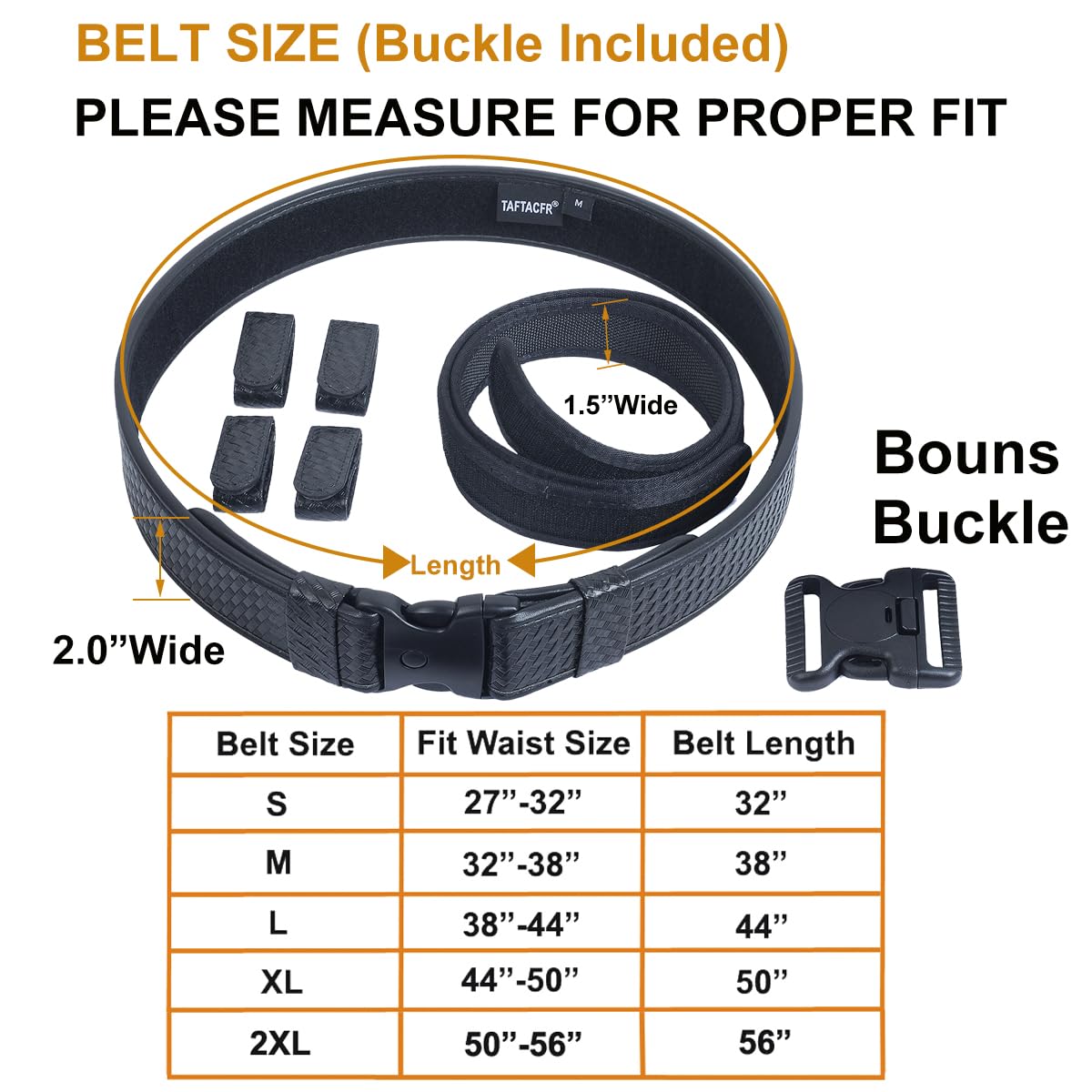 TAFTACFR Duty Belt for Law Enforcement Utility Security Military Police 2.0