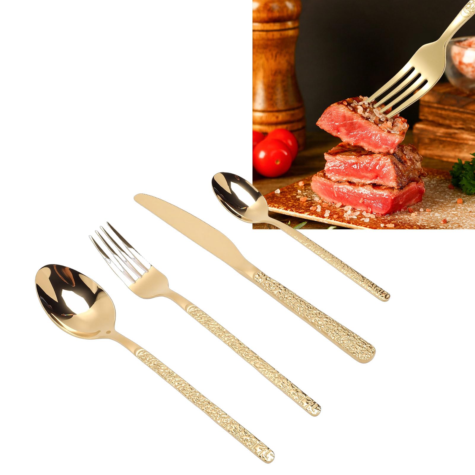 Sonew Juego de Cubiertos de Acero Inoxidable 18/10 de Primera Calidad para 6 Personas, Juego Completo de Cubiertos con Acabado Pulido Espejo, Utensilios Aptos para Lavavajillas para Restaurante,