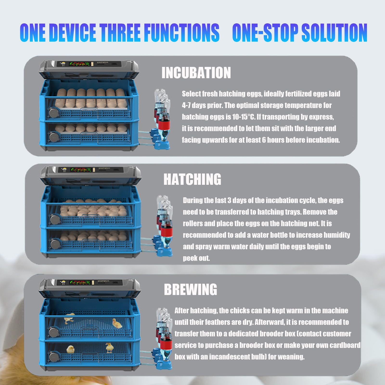 Incubadora Automática para 24 a 500 Huevos con Volteo Automático, Humidificación, Control De Temperatura Y Ovoscopio. 24eggs(singlelayer)