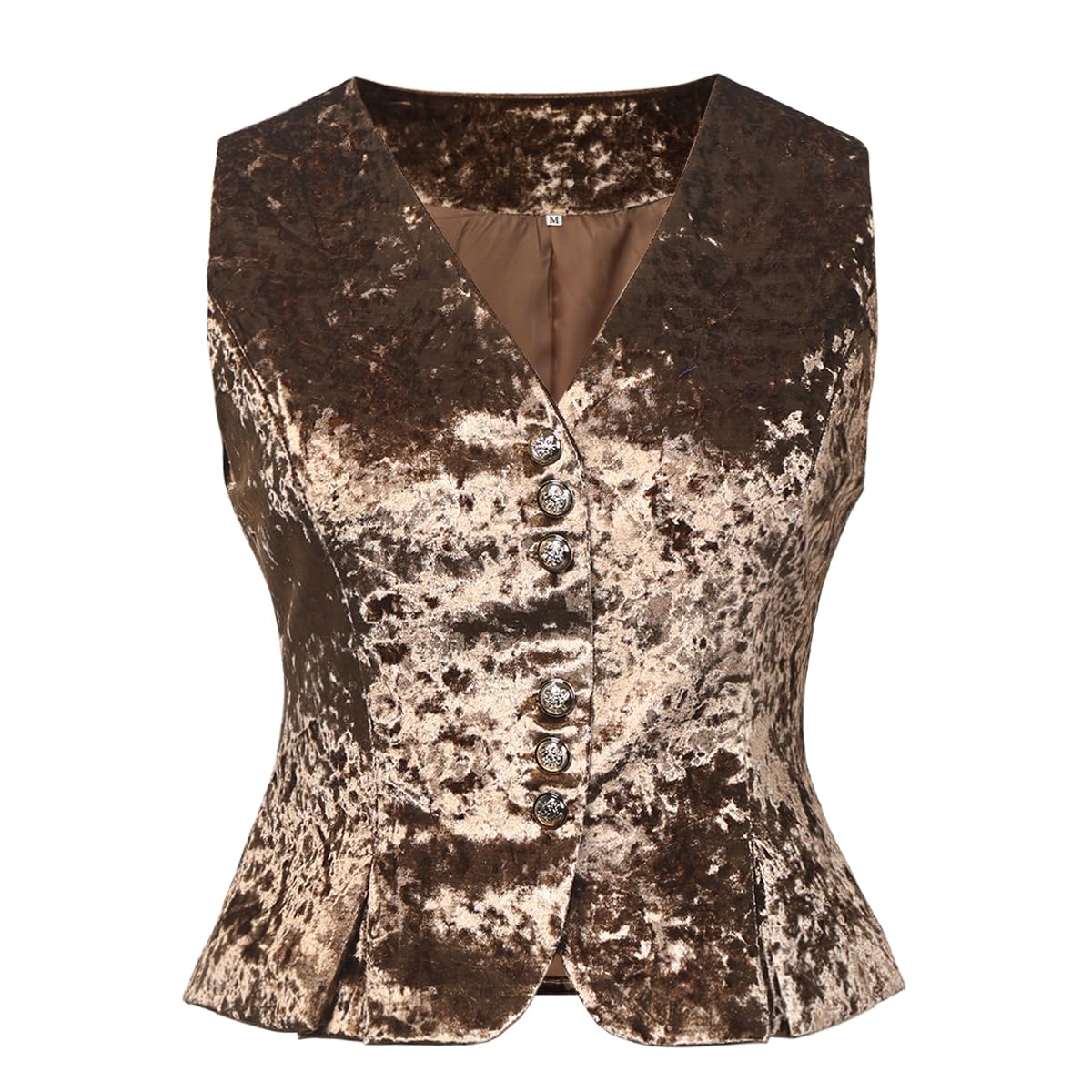 COSDREAMER Vintage-Samt-Weste für Damen, V-Ausschnitt, bauch