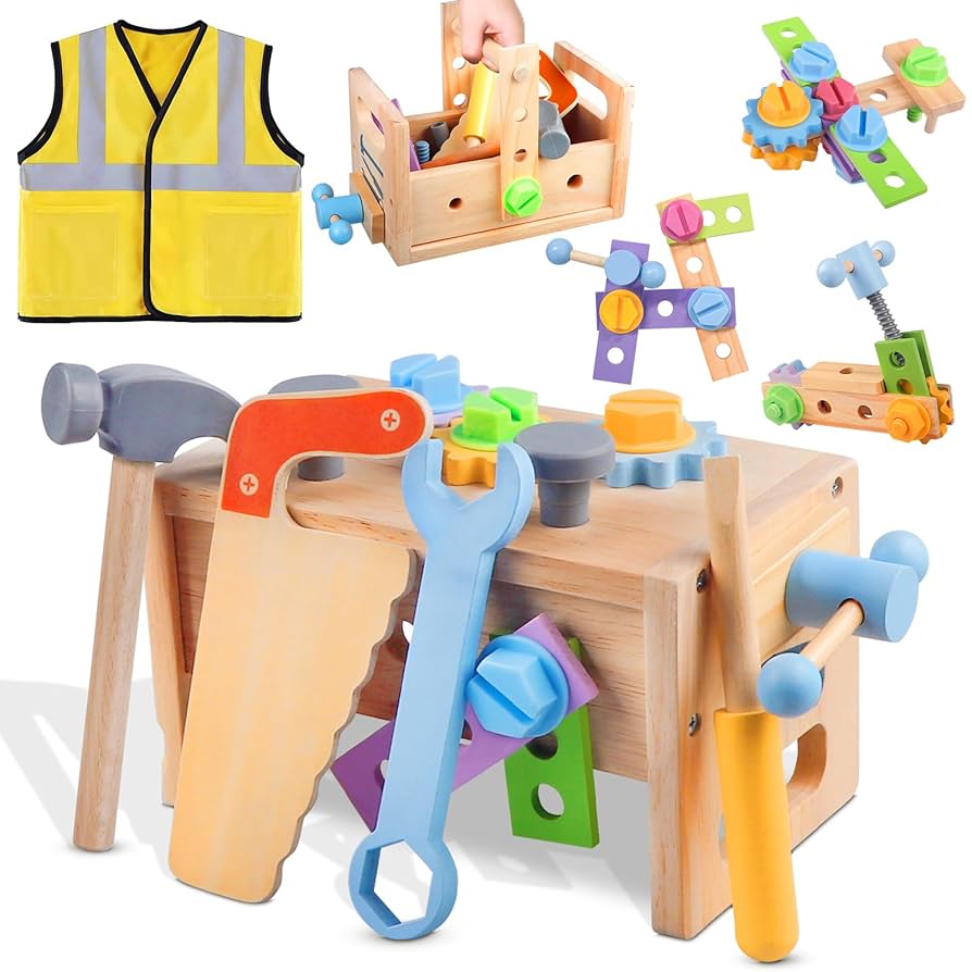 Amazon.com: Aliex Wooden Kids Tool Set, 30pcs Toy Tools for